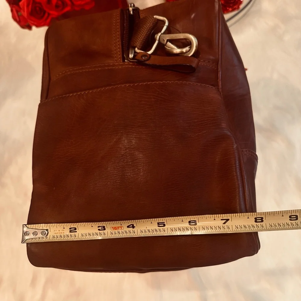 Boston Red Sox Genuine Leather Travel Bag w/ Trolley slip sleeve.